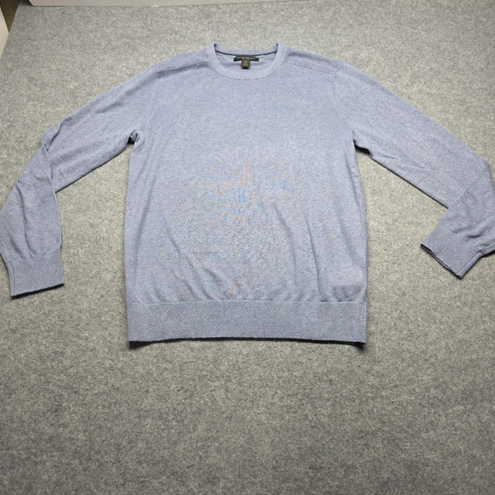 Banana Republic Mens Blue Silk Linen Blend Crewneck Sweater Medium Heathered